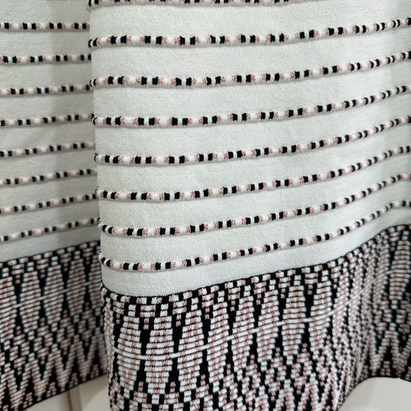 Shoshanna  Mesa  Navy Ivory Blush Metallic  Ribbed  Striped  Dress (6) - Picture 4 of 8